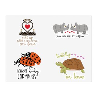 Love Themed Snake, Rhino, Ladybug + Tortoise Sticker Sheet