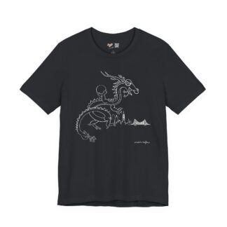 Chinese Zodiac Dragon with Matches Line Art Vintage BlackTee