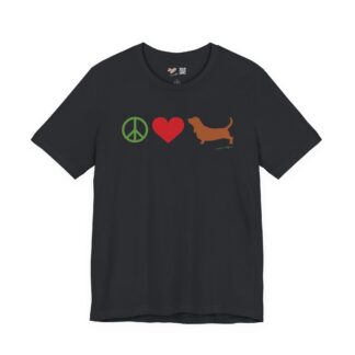 Peace Love Basset Hounds Vintage Black Tee