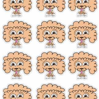 Tiny Poodle stickers on a sticker sheet by snoots + teefers in Tucson, Arizona