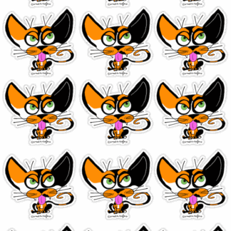 Adorable calico cat sticker sheet filled with tiny adorable calico cats by snoots + teefers in Tucson, Arizona