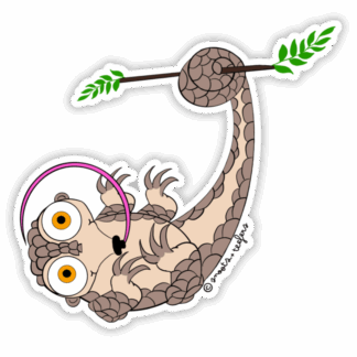 Hangin’ Pangolin sticker by snoots + teefers in Tucson, Arizona