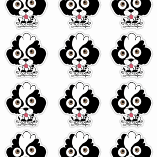 Tiny Parti Poodle stickers on a sticker sheet by snoots + teefers in Tucson, Arizona