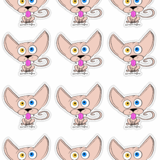 Tiny Sphynx cat stickers on a sticker sheet by snoots + teefers in Tucson, Arizona