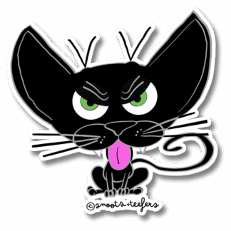 Black cat sticker by snoots + teefers in Tucson, Arizona