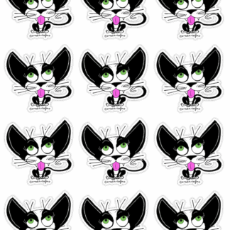 Adorable tuxedo cat sticker sheet filled with tiny adorable tuxedo cats by snoots + teefers in Tucson, Arizona